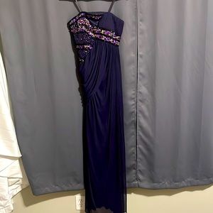 Strapless Purple Prom Dress.